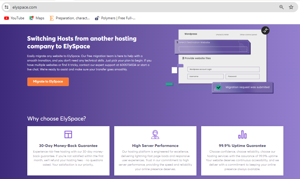 Switching hosts from another hosting company to ElySpace