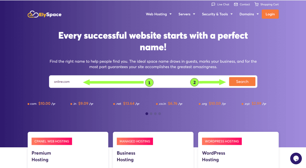 Choose a domain name. 