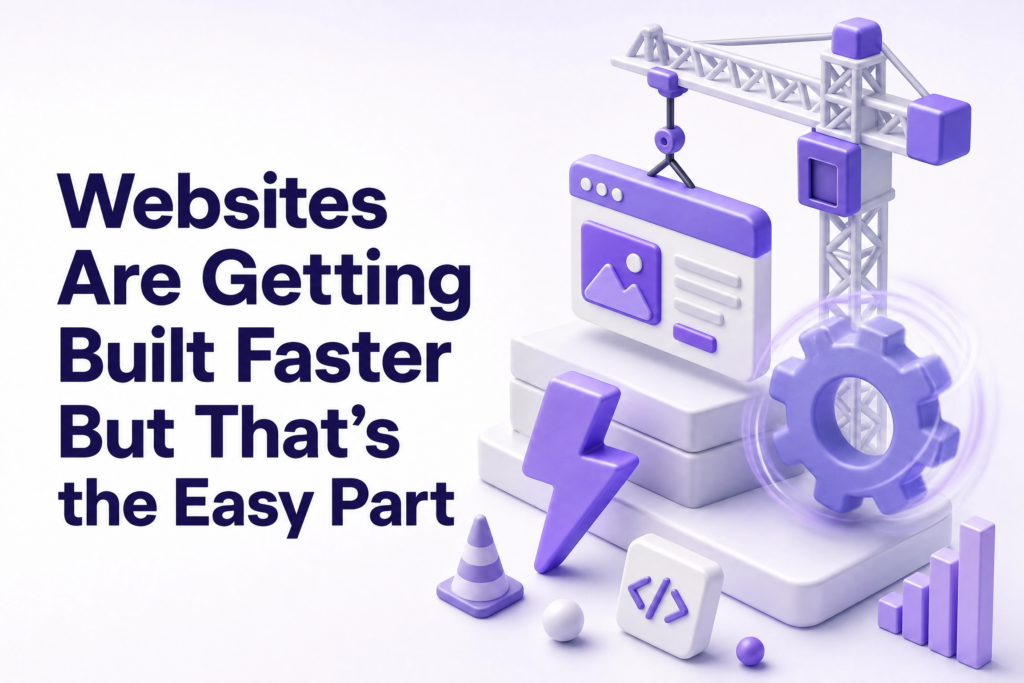 Web designer using AI tools to build a business website significantly faster