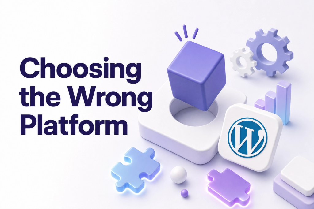 first website mistake - Business owner confused while comparing website platforms like WordPress