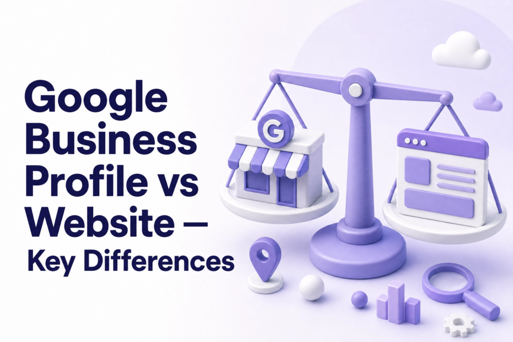 Comparison table showing differences between Google Business Profile and a business website