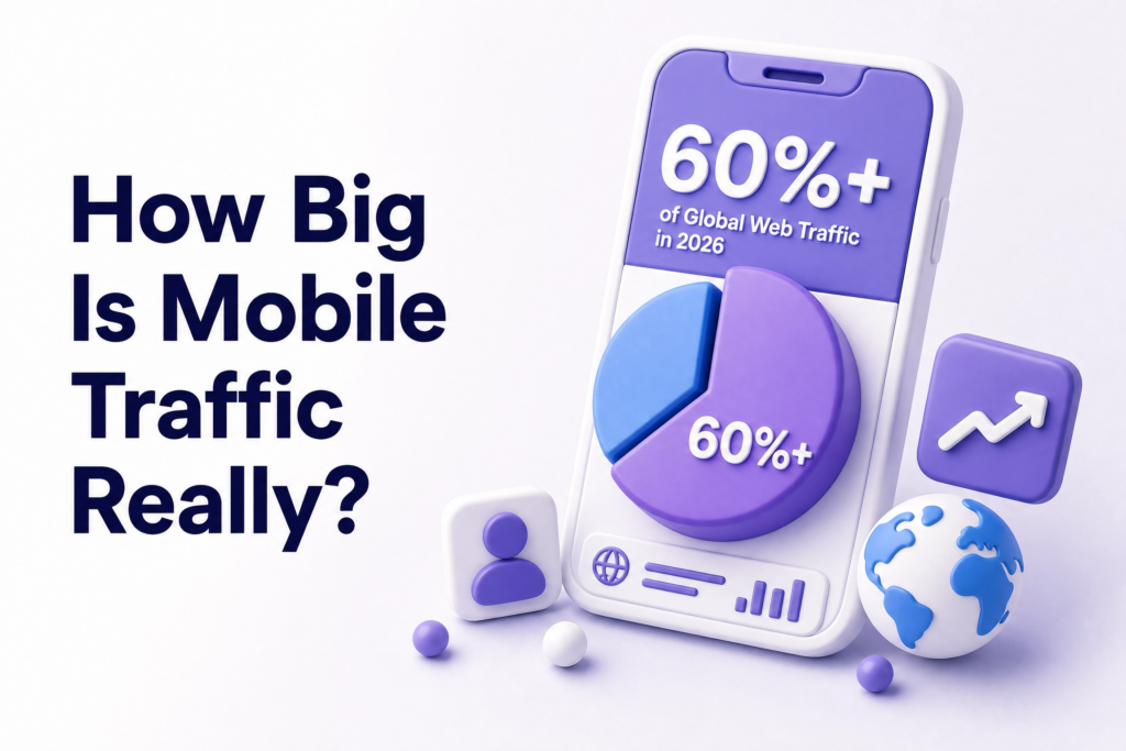 Infographic showing over 60 percent of global web traffic coming from mobile devices