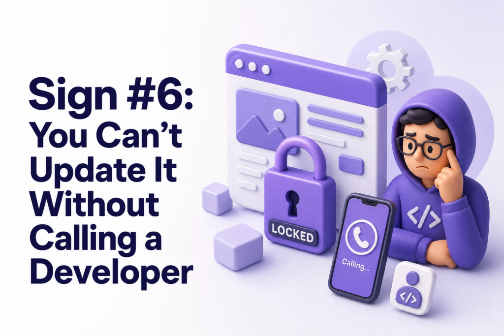 Frustrated business owner unable to update their website due to outdated CMS platform - signs your website is outdated