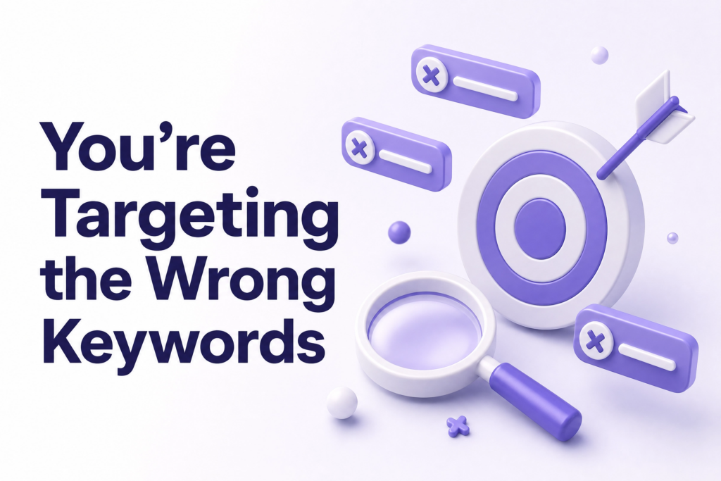Keyword research showing difference between how businesses describe services and how customers search