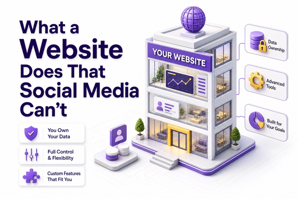 Business website appearing in Google search results while social media page is not visible