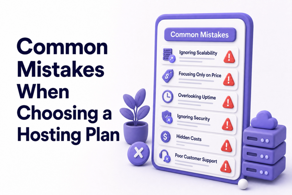 List of common mistakes small business owners make when choosing between shared and cloud hosting plans