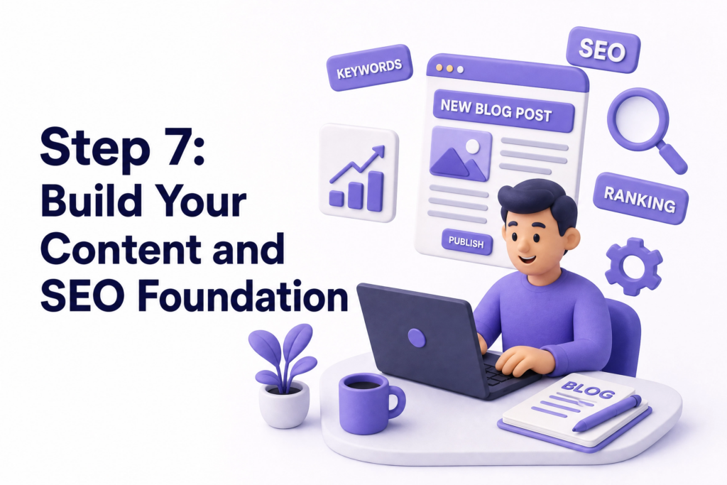 Home business owner writing SEO blog post to attract organic customers without paid advertising