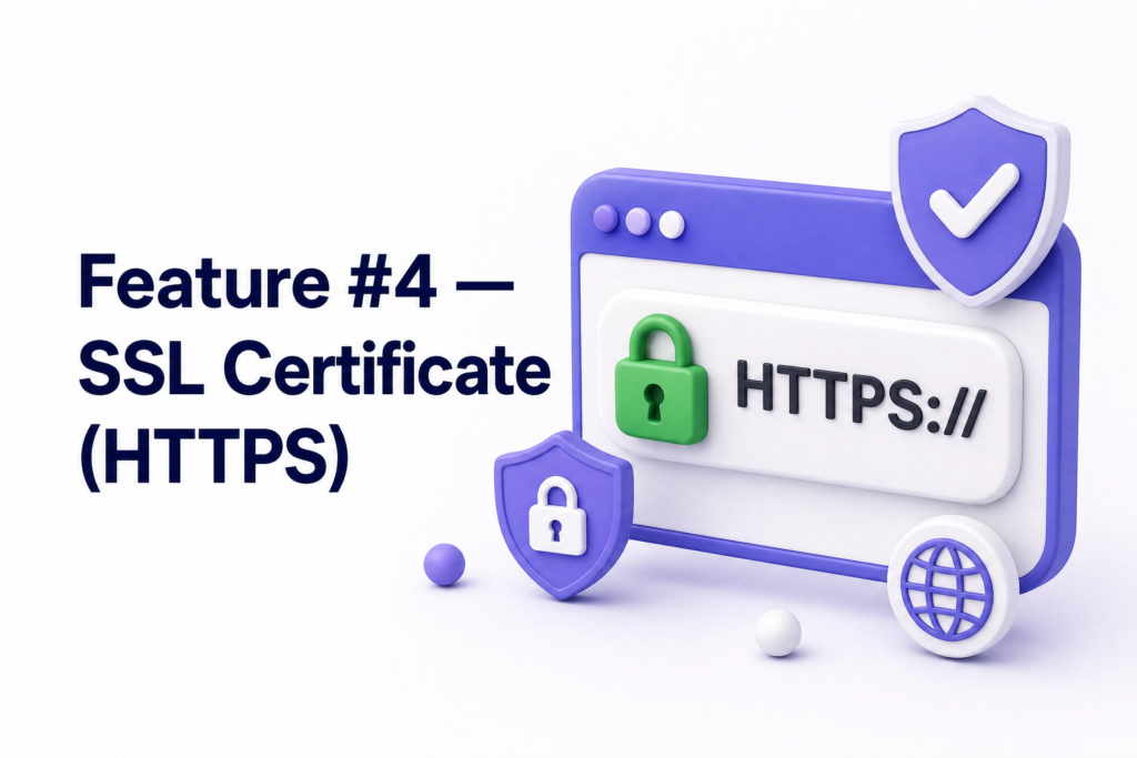 Browser address bar showing HTTPS padlock on a secure business website with SSL certificate