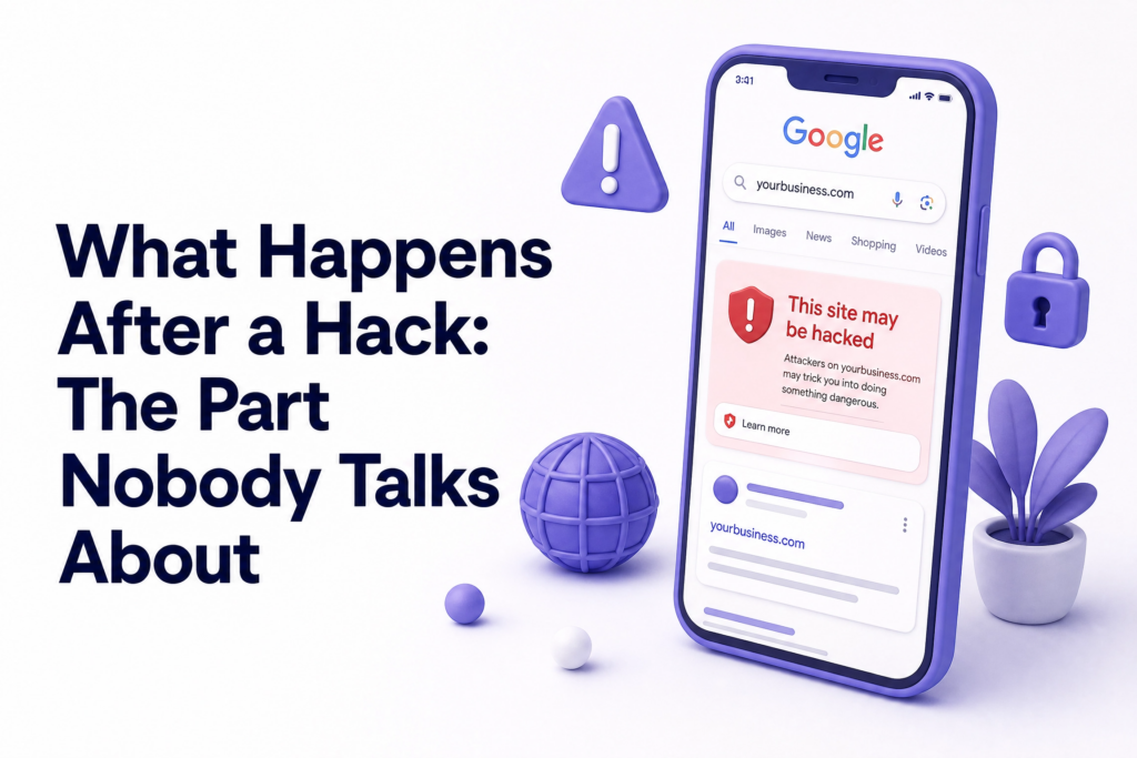 Small business owner setting up two-factor authentication and updating WordPress plugins for website security