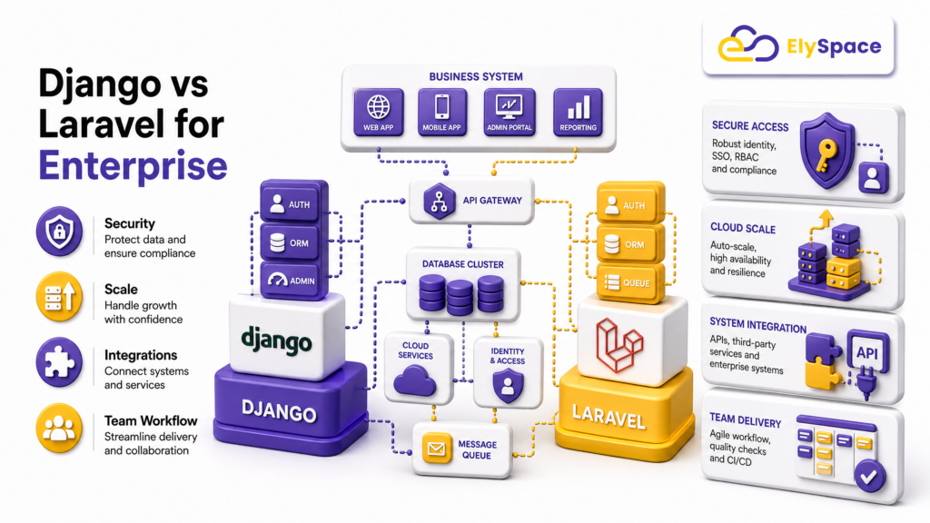 Django vs Laravel for enterprise architecture diagram