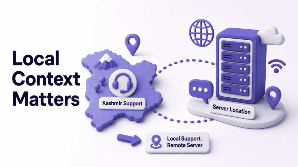 Support team based in Kashmir managing hosting servers located outside the valley - best web hosting in Kashmir
