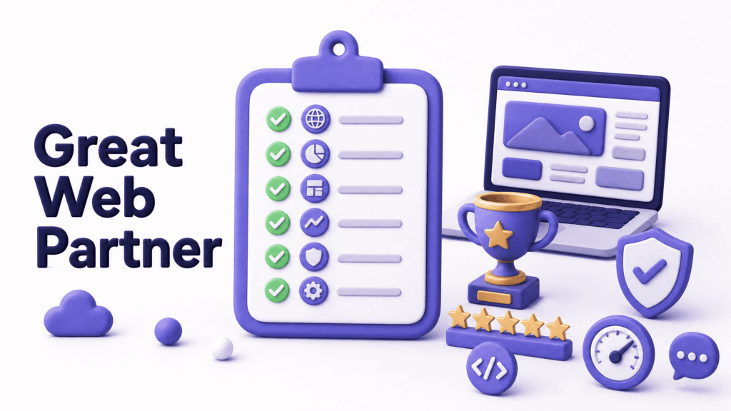 Checklist showing seven qualities that define the best web development company for small businesses - web development company in the USA