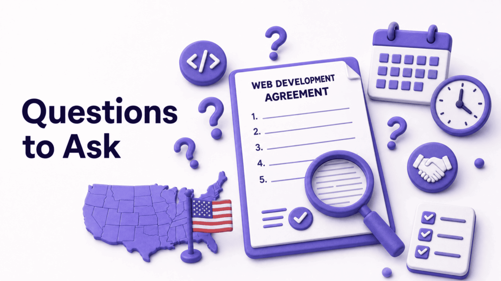 mall business owner asking important questions to web development company before signing agreement