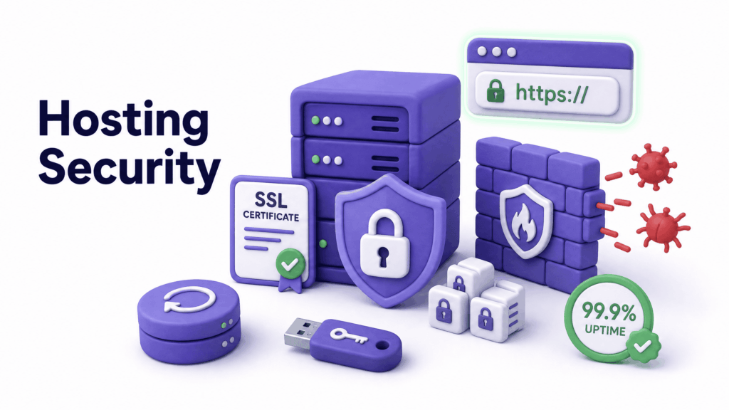 Padlock icon representing SSL and firewall protection on a hosting server