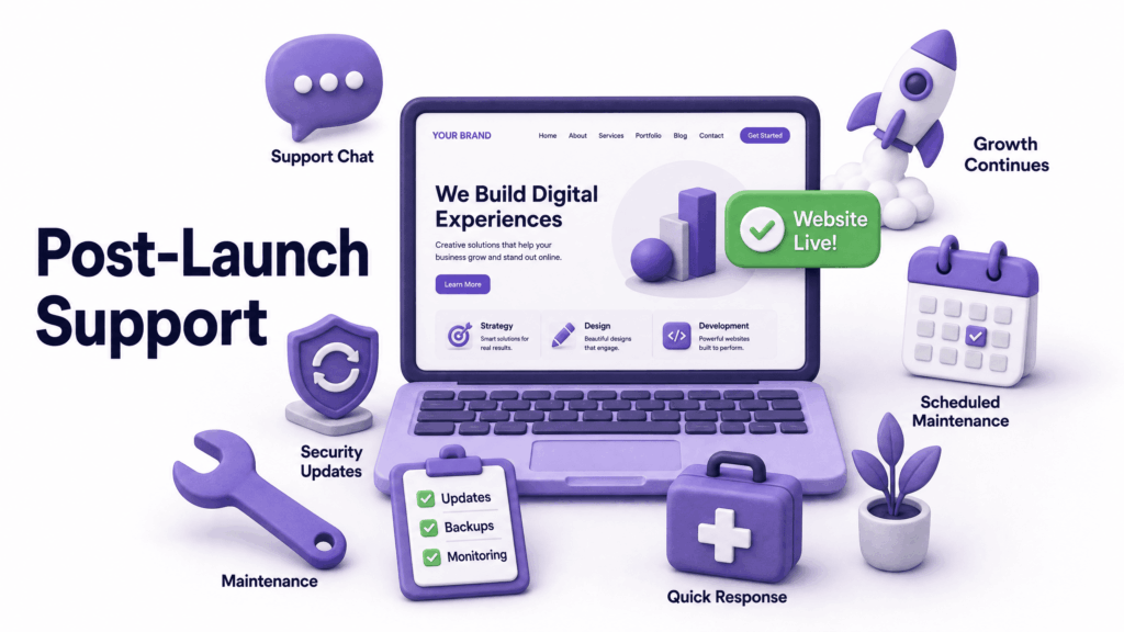 Web design company providing ongoing support and maintenance after a Kashmir business website launch