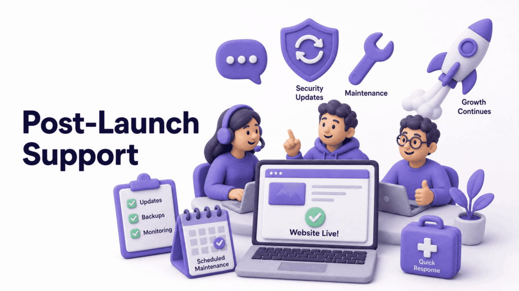 Web design company providing ongoing support and maintenance after a Kashmir business website launch