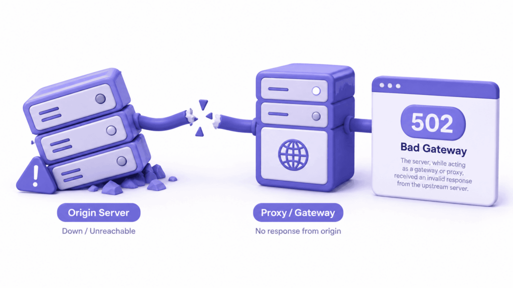 erver process stopped causing proxy to return 502 bad gateway error to all website visitors - 502 bad gateway