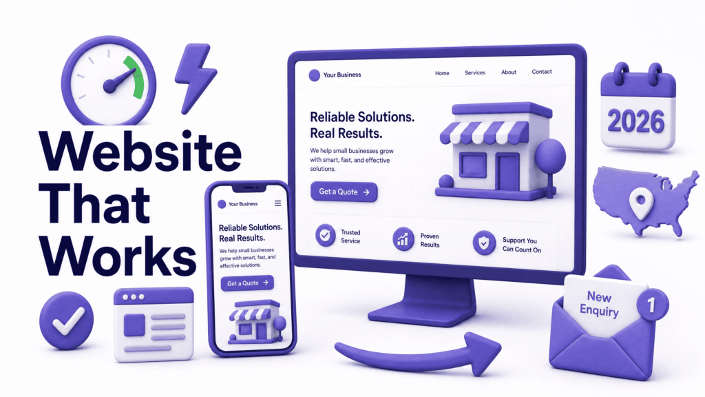 Fast loading mobile-friendly small business website in the USA converting visitors into enquiries - small businesses USA build online presence