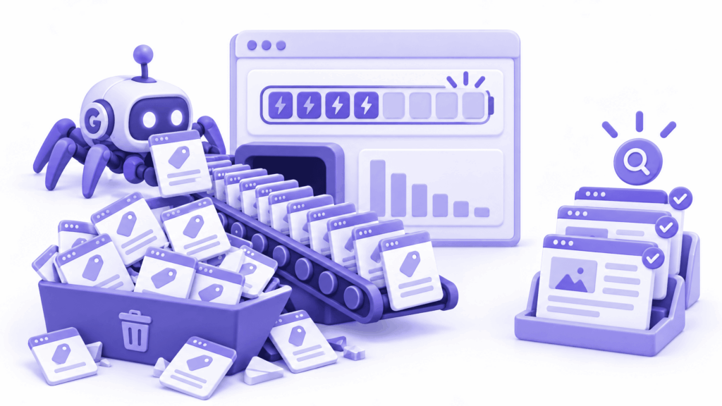 Search Console crawl stats showing crawl budget being consumed by low-value tag and archive pages