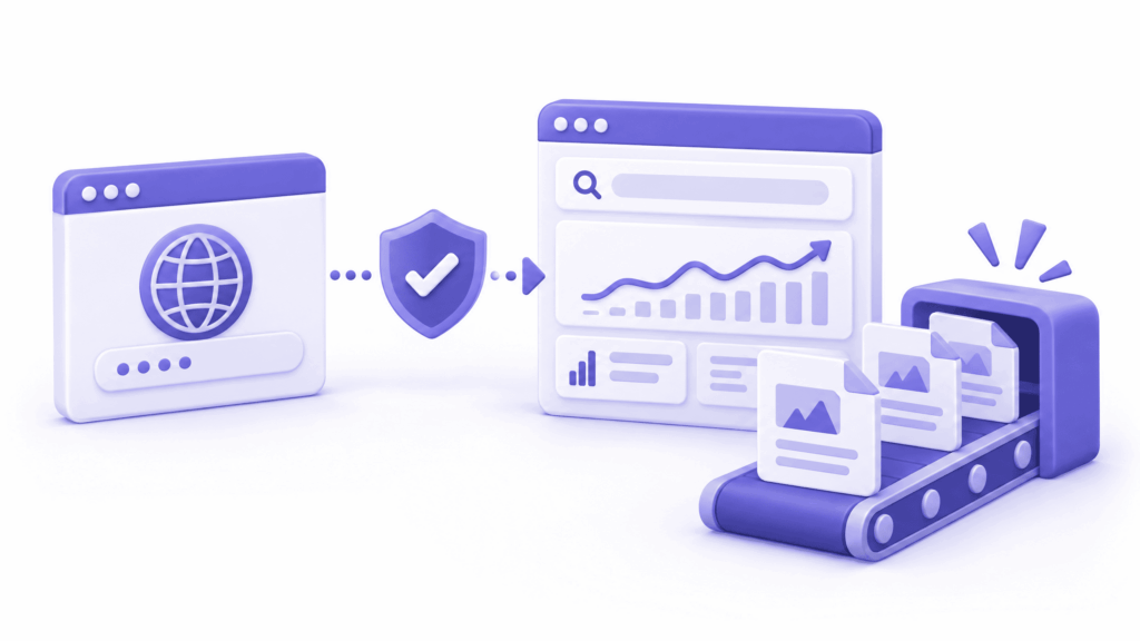 Google Search Console verification process for a new website to help Google start indexing pages
