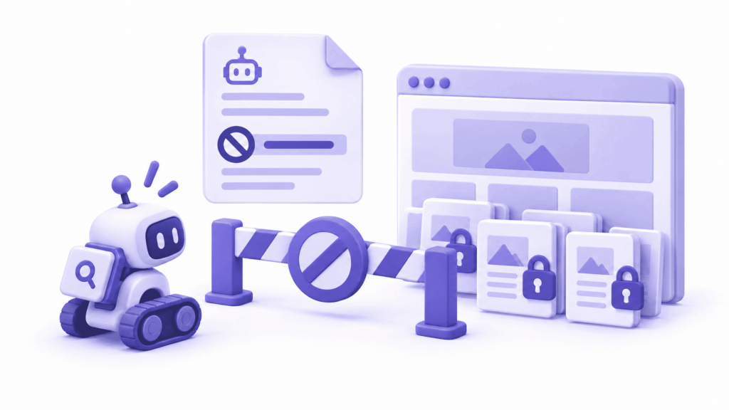 Browser showing robots.txt file with disallow all rule that prevents Google from indexing website