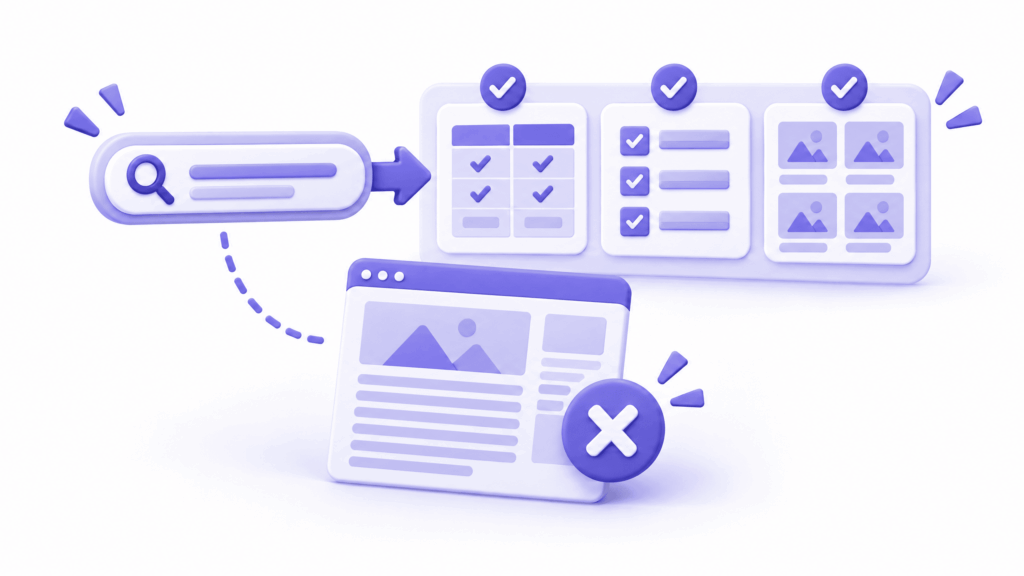 Blog post with wrong format appearing in search results that expect a different content type