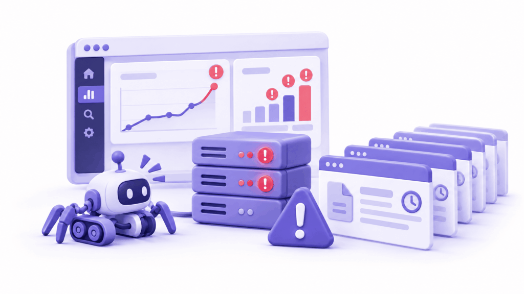 Search Console crawl stats showing server error rate causing pages to stay discovered not indexed