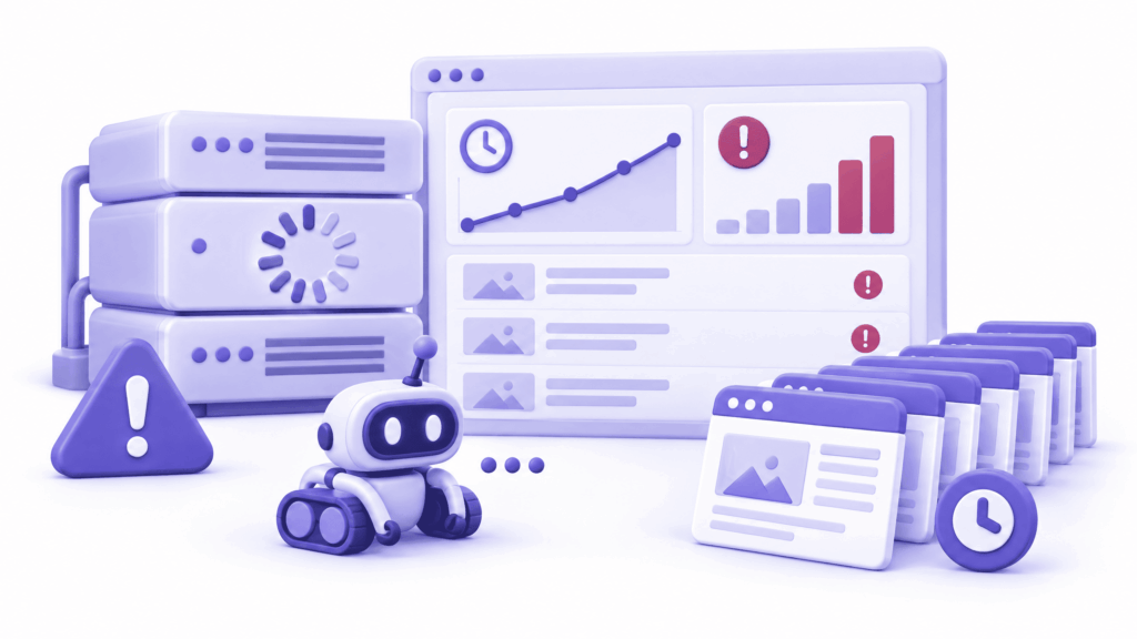 Search Console crawl stats showing slow server response time causing Google not indexing website properly