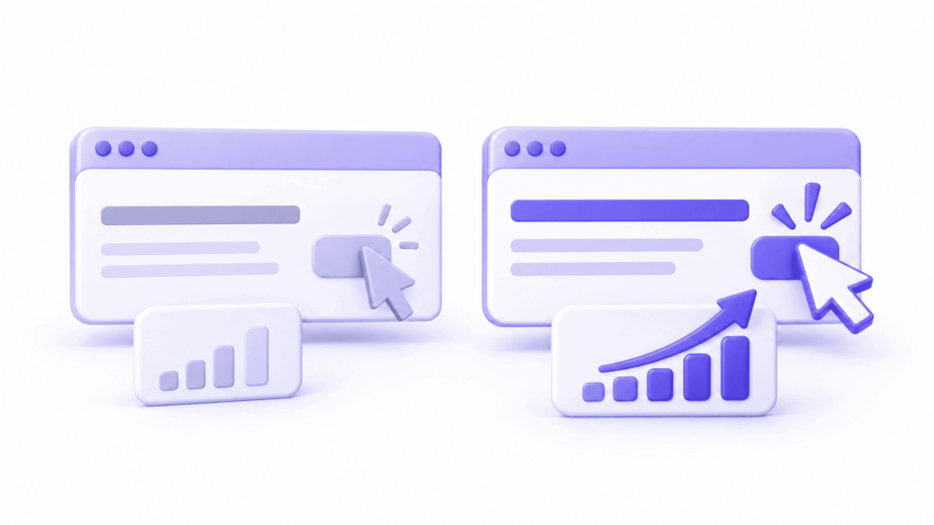 Comparison of generic blog post title versus specific compelling title that earns more search clicks
