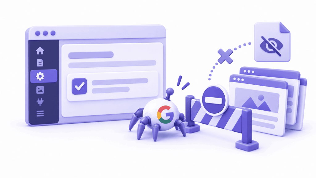 WordPress Settings Reading page showing discourage search engines checkbox that blocks Google indexing - Google not indexing website