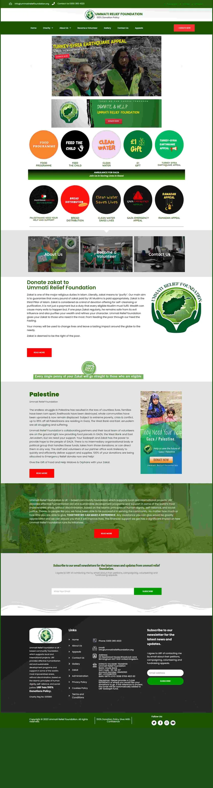 Charity and foundation website portfolio by ElySpace, with a donation call to action, causes and impact figures