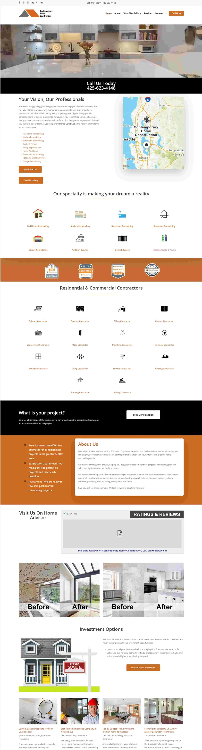 Construction company ready website with projects and services