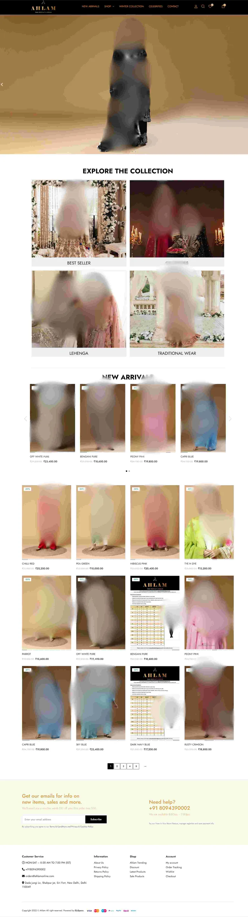 Fashion e-commerce ready website with category pages and checkout