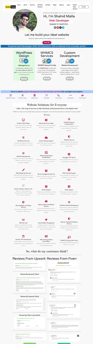 A personal portfolio website designed by ElySpace, with an introduction, work samples and contact links
