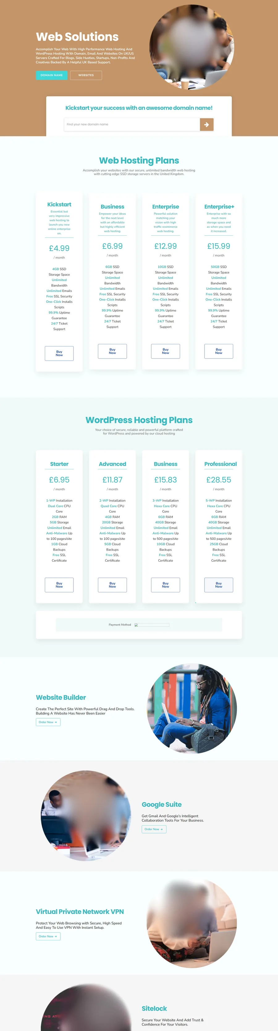 Web Gidis hosting website developed by ElySpace, with hosting packages, domain search and client login