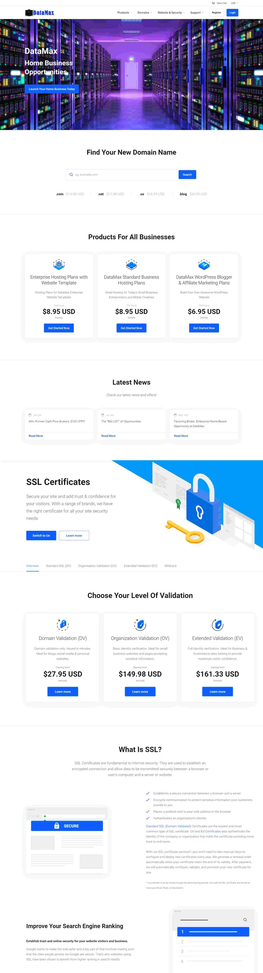 Business operations ERP ready website with reporting screens